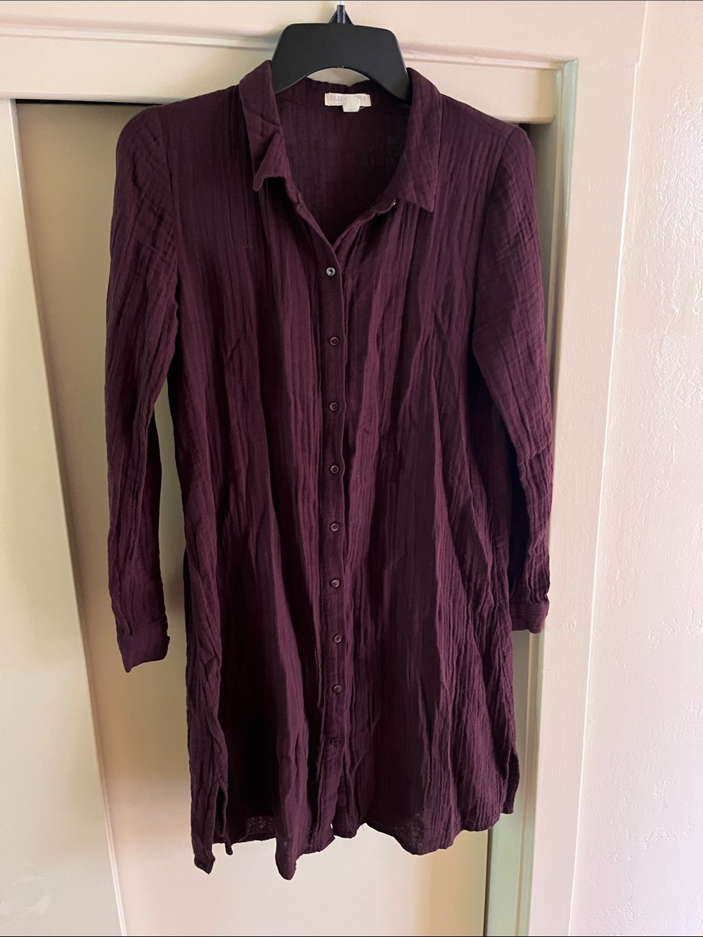 Eileen Fisher Petite Button-Front Tunic in Deep Plum